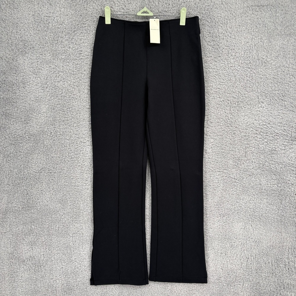 NEW Abercrombie & Fitch Ponte Split Hem Flare Pants Size M Black Pull On Stretch - Picture 2 of 9
